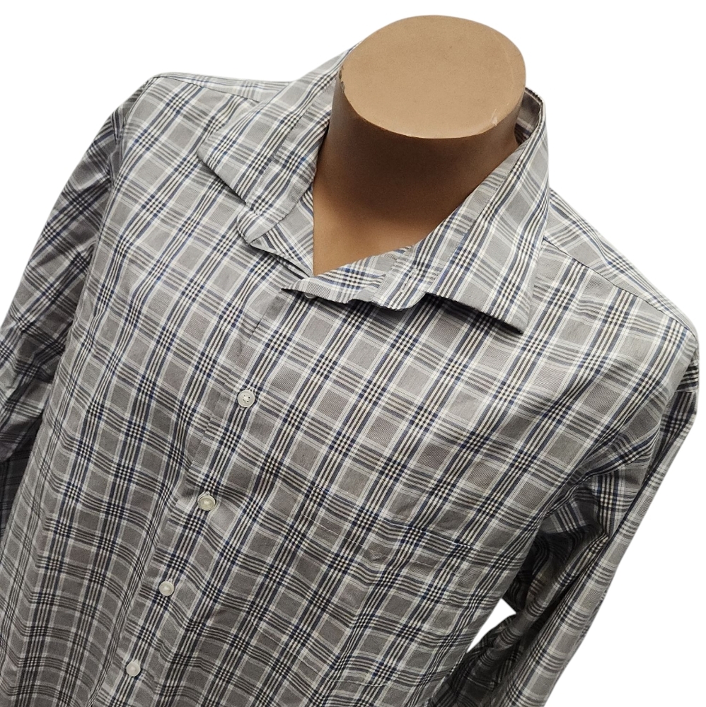 Joseph Abboud Blue Plaid Shirt XXL Big and Tall